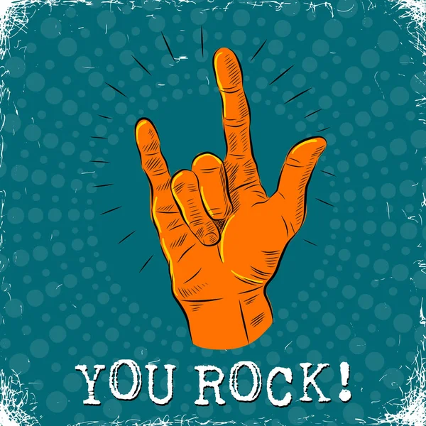Poster with rock hand sign with You Rock Stock Vector Image by