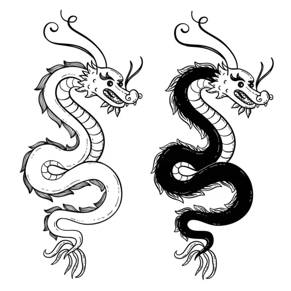 Vectorillustratie Van Traditionele Chinese Draak — Stockvector