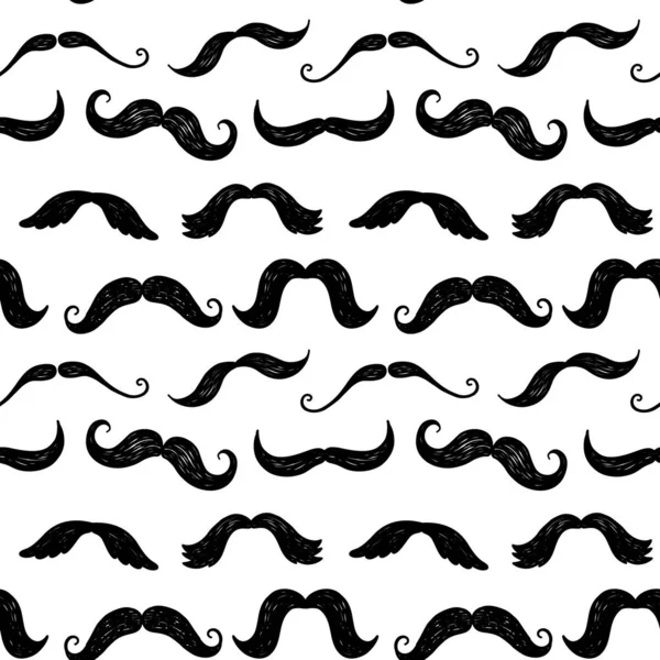 Rolig Hipster Sömlösa Mönster Med Mustascher Vektorillustration — Stock vektor