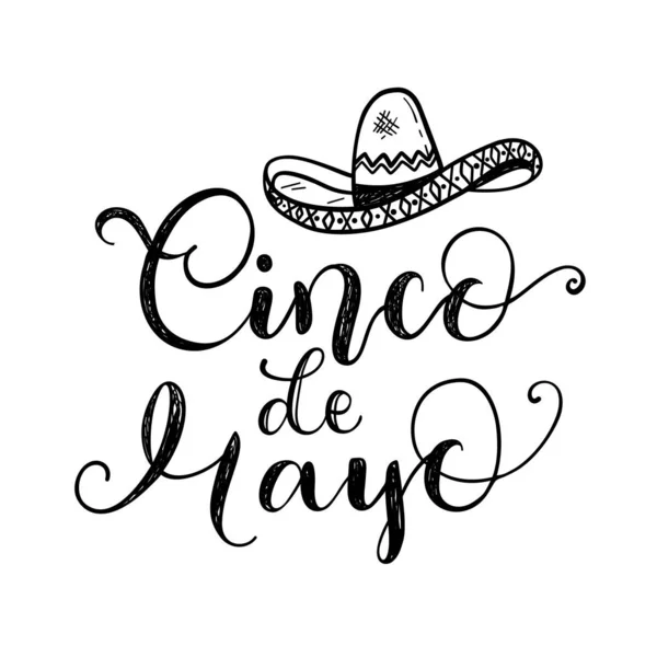 Gelukkig Cinco Mayo Hand Getekend Wenskaart Vectorillustratie — Stockvector