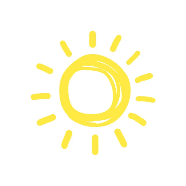 Zabawny Ładny Słoneczny Ręcznie Rysowane Wektor Ikona — Wektor stockowy