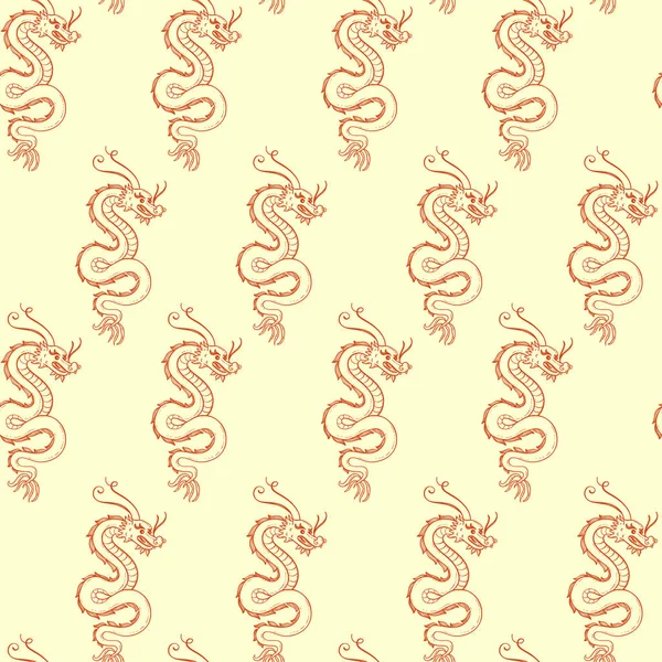 Serpent Chinese Dragon Vector Seamless Pattern — Stock Vector
