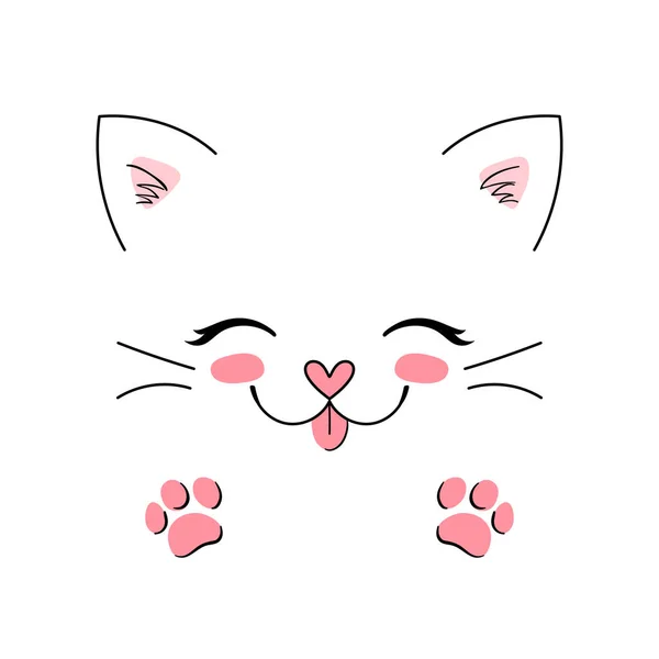 Impresión Vectorial Con Gato Lindo Feliz — Vector de stock