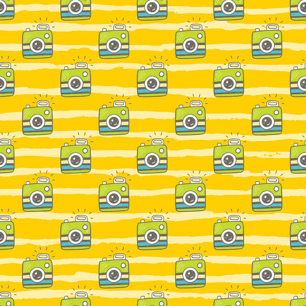 Ретро-фотокамеры Doodle бесшовный рисунок
 