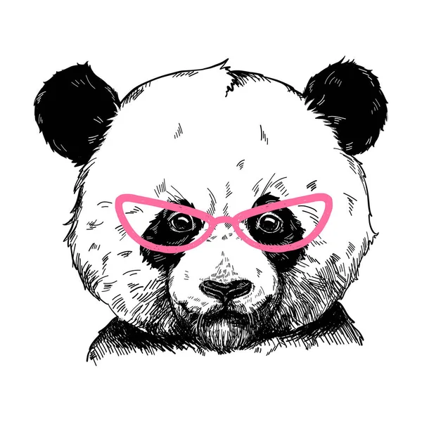 Ilustración Vectorial Oso Panda Gafas Rosas Moda Puede Utilizar Para — Archivo Imágenes Vectoriales