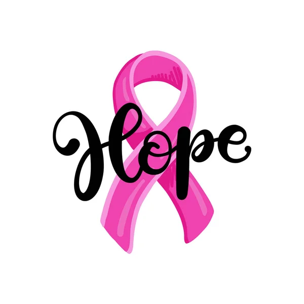 Illustration Vectorielle Ruban Rose Avec Mot Hope Octobre Est Mois — Image vectorielle