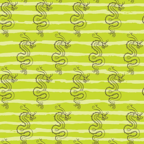Serpent Chinese Dragon Vector Seamless Pattern — Stock Vector