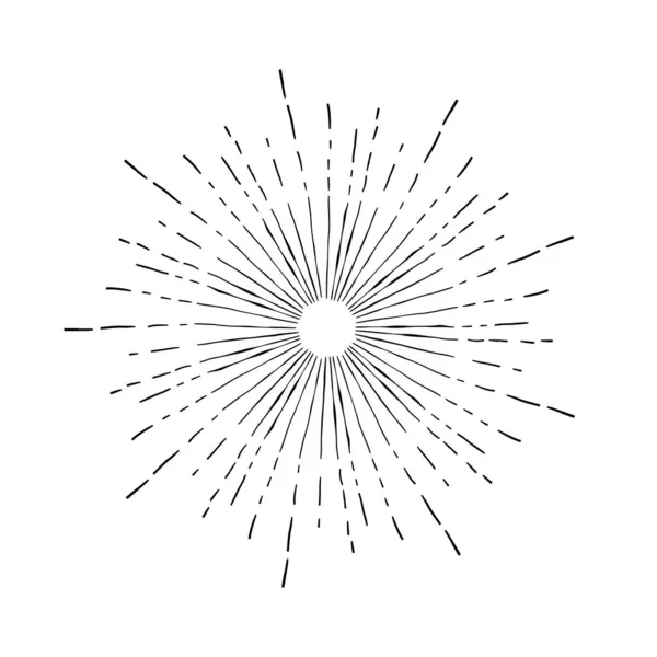 Ręka Wektor Ciągnione Czarny Sunburst Dla Projektu — Wektor stockowy