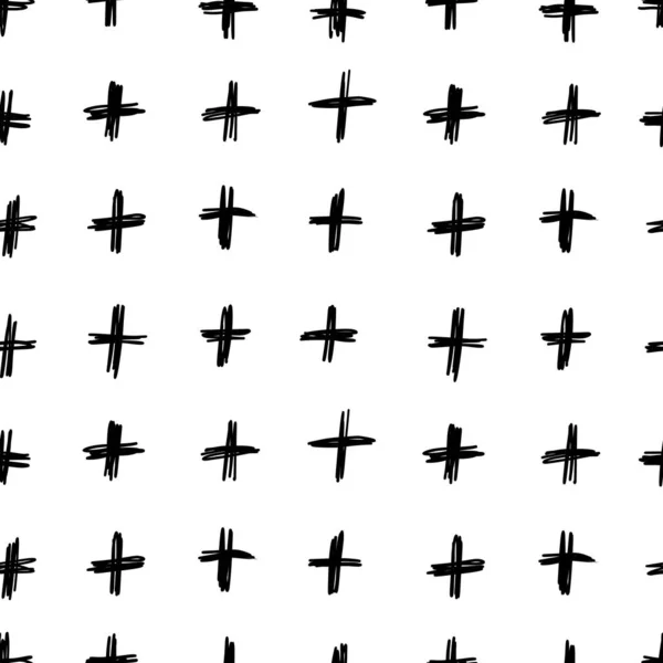 Modèle Simple Dessiné Main Noir Blanc Avec Des Traits Croix — Image vectorielle