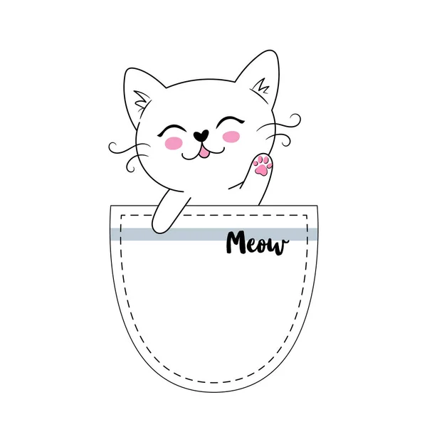 Impresión Vectorial Con Gato Lindo Feliz — Vector de stock