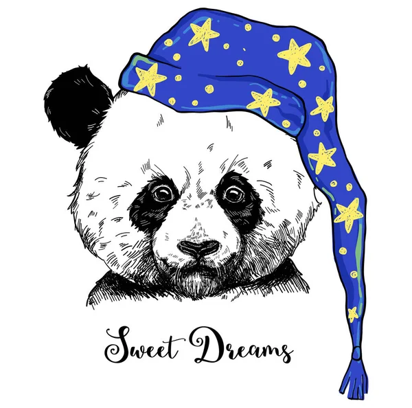 Ilustração Vetorial Panda Bonito Gráfico Desenhado Mão Impressão Infantil — Vetor de Stock