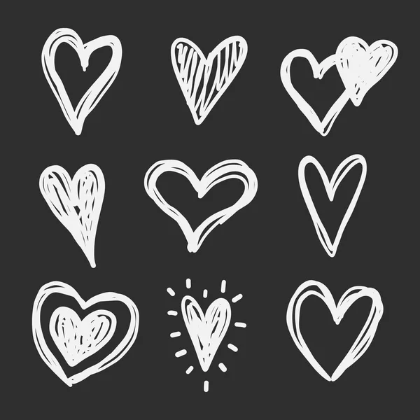 Legrační Doodle Srdce Ikony Kolekce Ručně Kreslenou Valentines Den Svatební — Stockový vektor