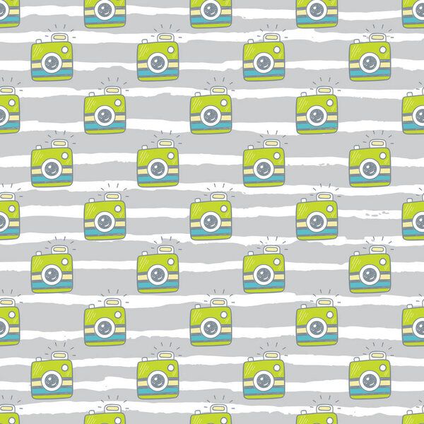Ретро-фотокамеры Doodle бесшовный рисунок
 