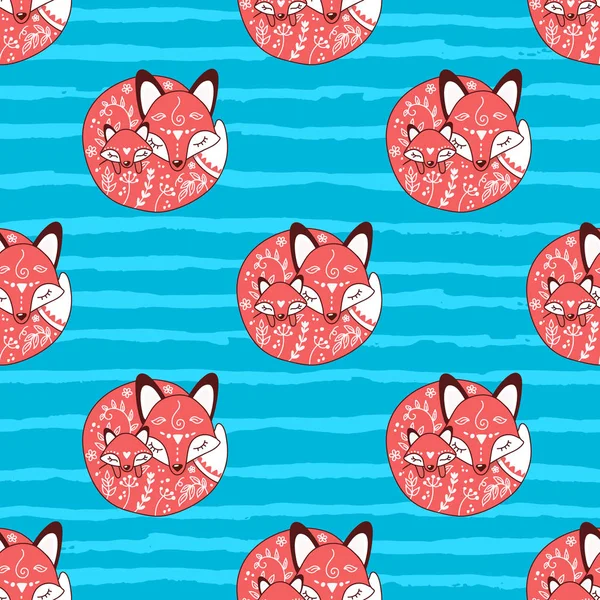 Seamless Pattern Sleeping Foxes Perfect Kids Apparel Fabric Textile Nursery — Stock Vector