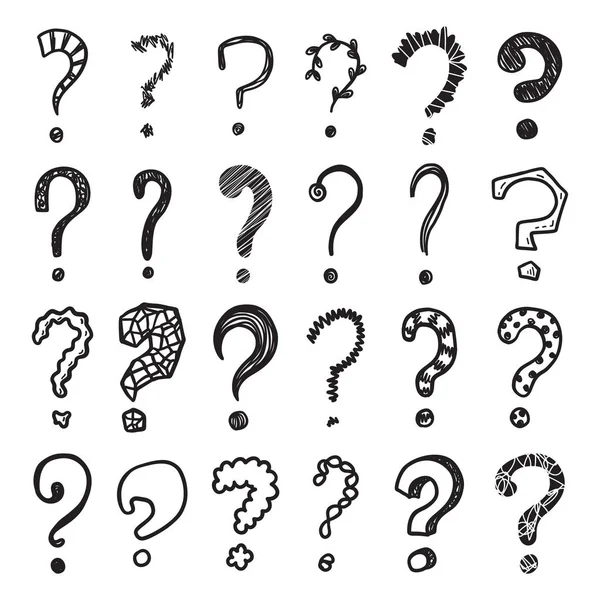 Hand Drawn Doodle Questions Marks Vector Set — Stock Vector