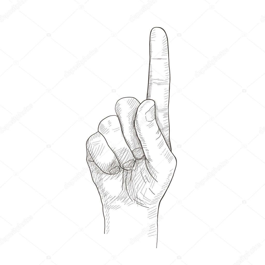 Sketch hand. vector illustration with hand drawn index finger gesture