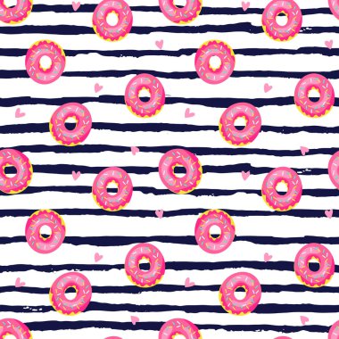 Elle çizilmiş doodle tatlı ile Seamless modeli. Vektör çizim