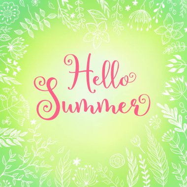 Merhaba yaz. vektör illüstrasyonu