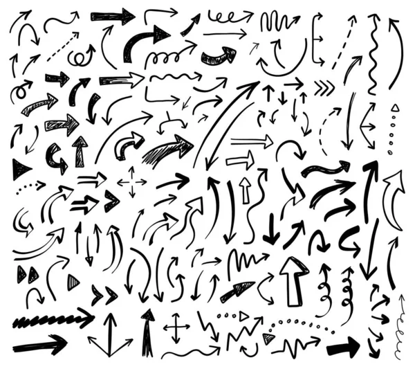 Elle çizilmiş vektör okları set.