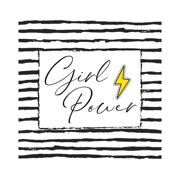 Girl Power Slogan Med Illustration Ros Print Modedesign Feminism Affisch — Stock vektor