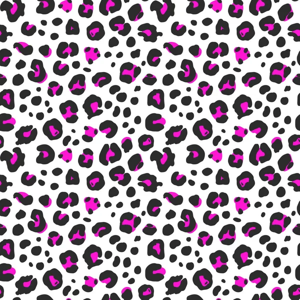 Piel Animal Moda Estampado Leopardo Negro Con Color Rosa Neón — Archivo Imágenes Vectoriales