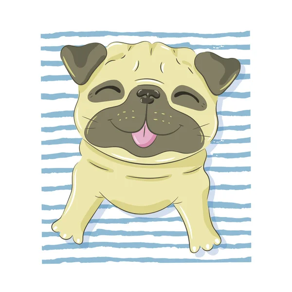 Ilustração de um engraçado lindo pug — Vetor de Stock