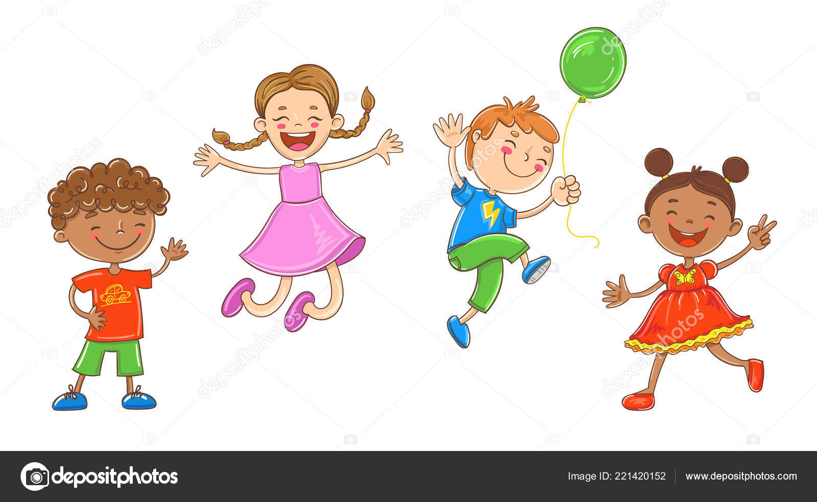 Feliz Dibujos Animados Niños Jugando Saltando — Archivo Imágenes Vectoriales © Teploleta #221420152