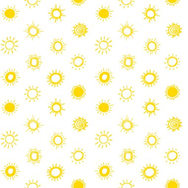 Doodle güneşler, arka plan ile Seamless modeli