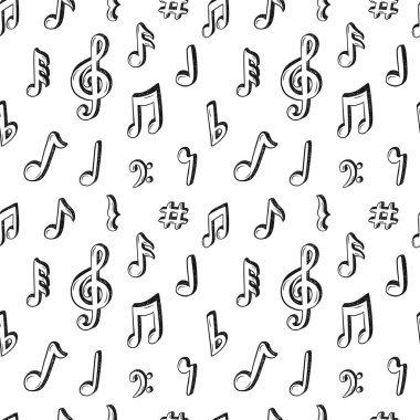 Elle çizilmiş notalarla pürüzsüz desen