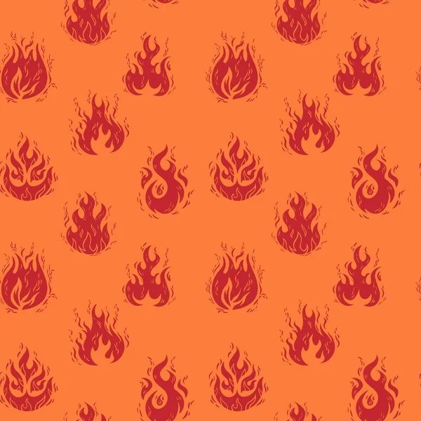 Pola Mulus Dengan Gambar Tangan Api Rancangan Cetakan Api - Stok Vektor