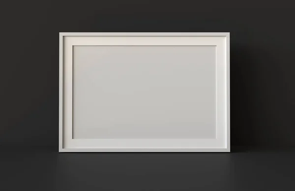 Blank Picture Frame Table Wall Background Rendering — Stock Photo, Image