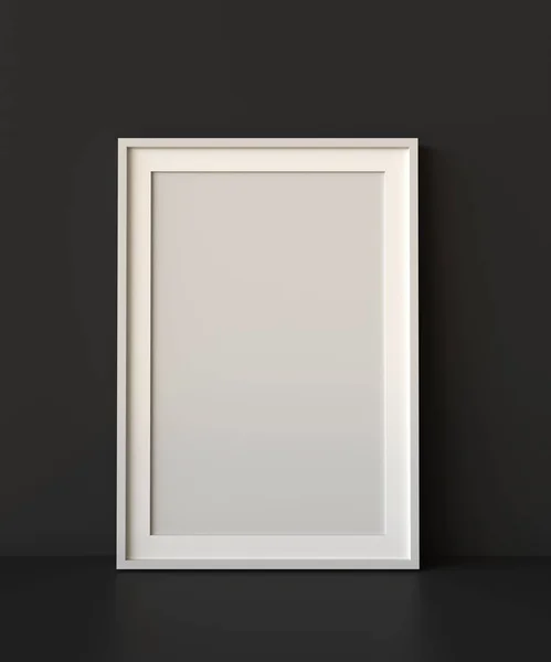 Blank Picture Frame Table Wall Background Rendering — Stock Photo, Image