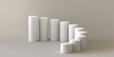 Beyaz arka plan üzerinde boş adımları silindir. 3D render.
