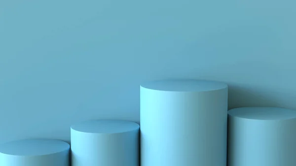 Podio Azul Pastel Vacío Sobre Fondo Pared Blanco Renderizado — Foto de Stock