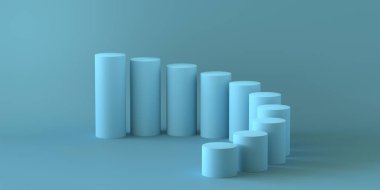 Mavi arka plan boş pastel mavi adımları silindir. 3D render.