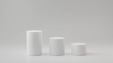 Beyaz arka plan üzerinde boş adımları silindir. 3D render.