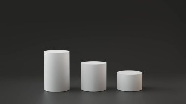 Siyah arka plan üzerine boş adımları silindir. 3D render.