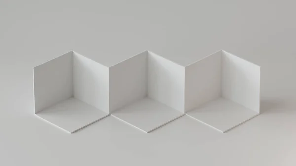 Cajas Cubo Blanco Pantalla Fondo Sobre Fondo Blanco Renderizado —  Fotos de Stock