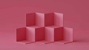 Kutuları zemin ekranda boş duvar arka plan küp. 3D render.