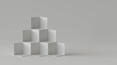 Kutuları zemin ekranda boş duvar arka plan küp. 3D render.
