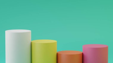 Boş arka planda boş adımlar silindir podyum. 3d render.