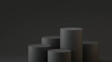 Boş arka planda boş adımlar silindir podyum. 3d render.