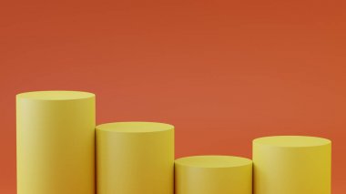 Boş arka planda boş adımlar silindir podyum. 3d render.