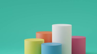 Boş arka planda boş adımlar silindir podyum. 3d render.