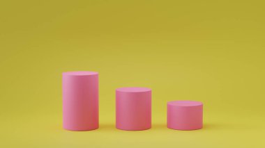 Boş arka planda boş adımlar silindir podyum. 3d render.