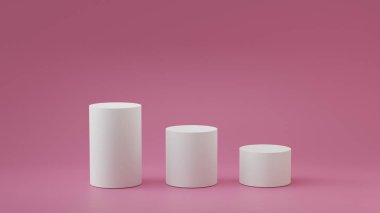 Boş arka planda boş adımlar silindir podyum. 3d render.