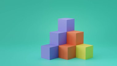 Boş küp kutuları boş duvar arka planda arka plan görüntülenir. 3d render.