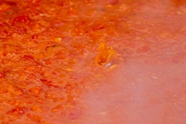 Domates ve paprikadan yapılmış Ajvar pişirmek eski resepsiyonları satın almak demek.