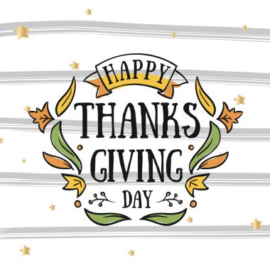 Şükran Günü. Logo, metin tasarımı. Tebrik kartları ve posterler için tipografi. Şükret..