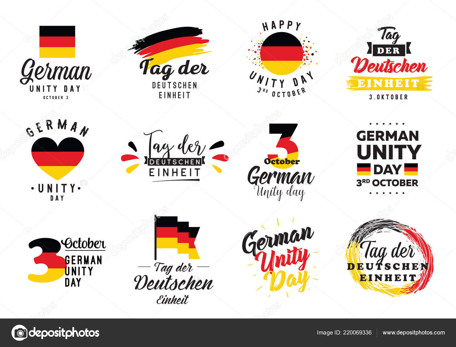  German Unity Day Tag Der Deutschen Einheit October 3Rd Typography Stock Motiv 